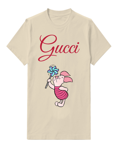 Ivory Piglet Holding Pinwheel Graphic T-Shirt - front product view