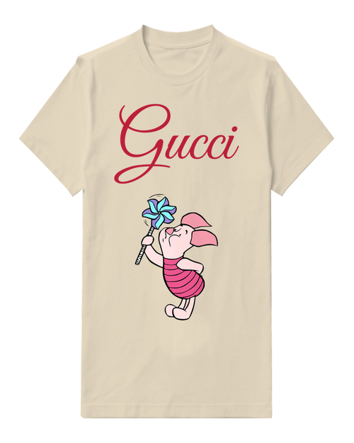 Ivory Piglet Holding Pinwheel Graphic T-Shirt - front product view