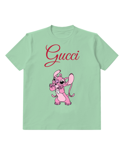 Sage Green Pink Creature Little Companion Graphic T-Shirt - front product view