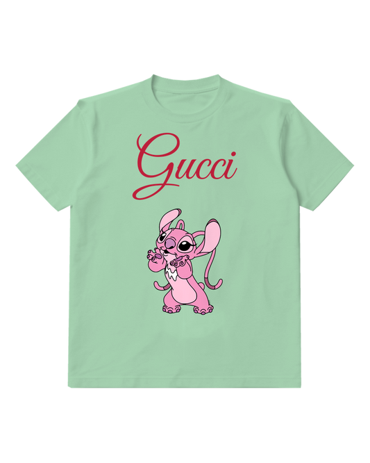 Sage Green Pink Creature Little Companion Graphic T-Shirt - front product view