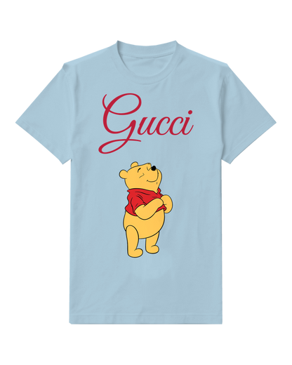 Sky Blue Winnie The Pooh Standing Arms Crossed Graphic T-Shirt - front product view