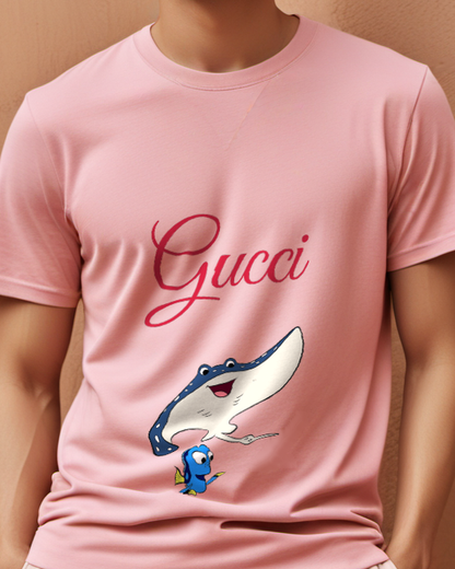 Blush Pink Dory And Ray Smiling Together Graphic T-Shirt - model wearing view
