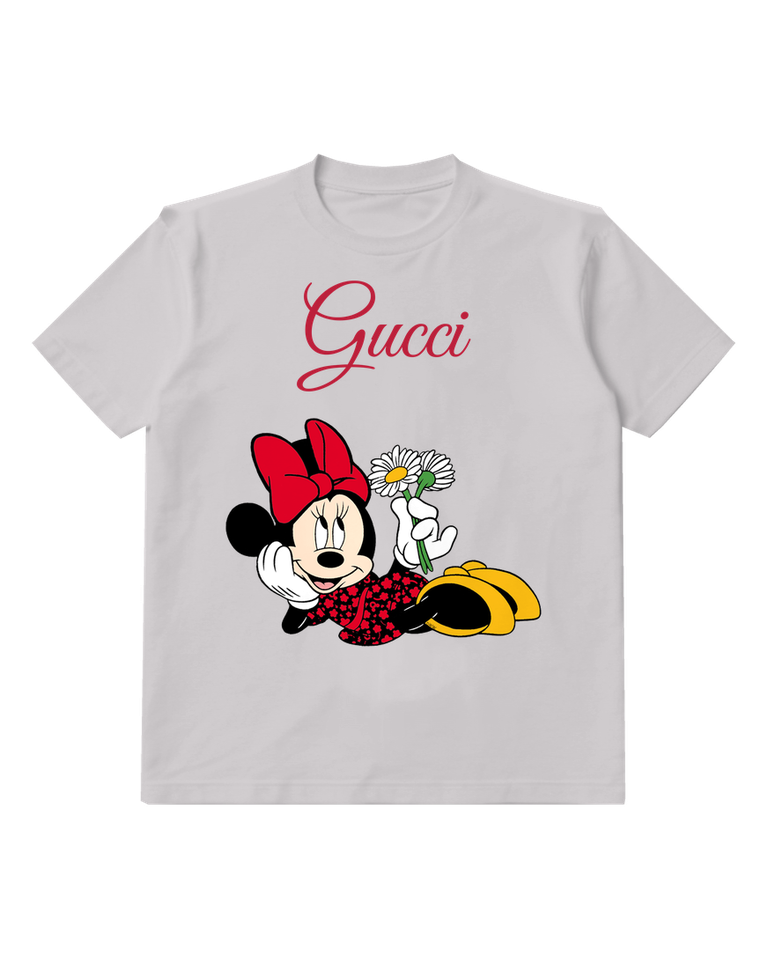 Light Gray Minnie Mouse Holding Daisies Graphic T-Shirt - front product view