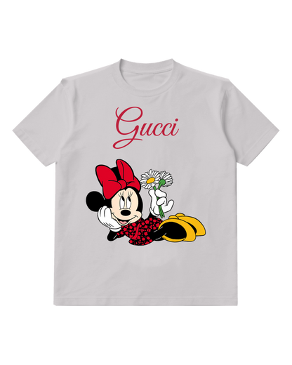 Light Gray Minnie Mouse Holding Daisies Graphic T-Shirt - front product view