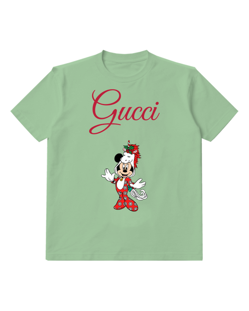 Sage Green Minnie Mouse In Festive Unicorn Outfit Graphic T-Shirt - front product view