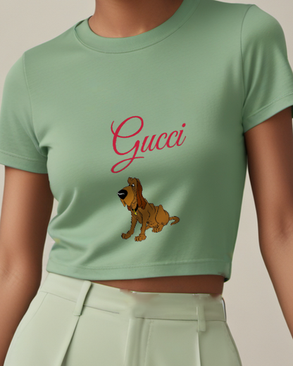 Sage Green Dog Seated Graphic T-Shirt - model wearing view