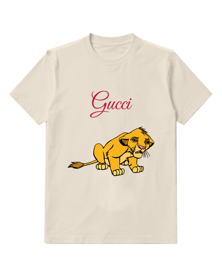 Ivory Young Lion Cub Crouching Low Graphic T-Shirt - front product view