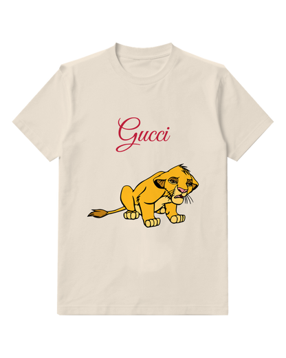 Ivory Young Lion Cub Crouching Low Graphic T-Shirt - front product view