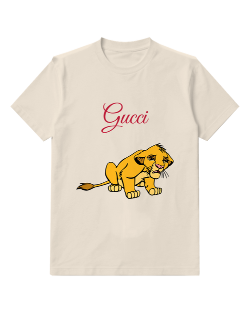 Ivory Young Lion Cub Crouching Low Graphic T-Shirt - front product view