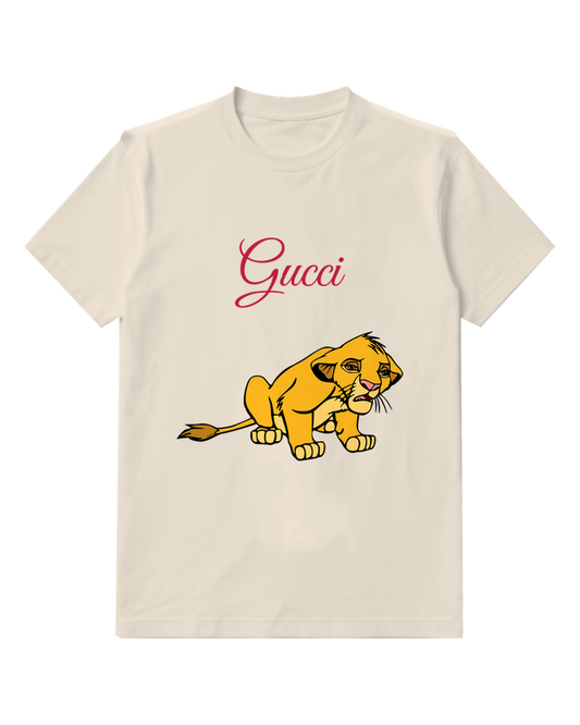 Ivory Young Lion Cub Crouching Low Graphic T-Shirt - front product view