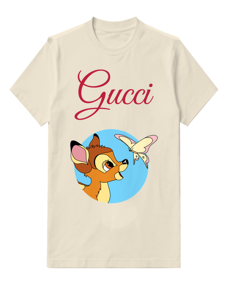 Ivory Fawn Butterfly Blue Circle Graphic T-Shirt - front product view