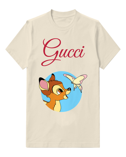 Ivory Fawn Butterfly Blue Circle Graphic T-Shirt - front product view
