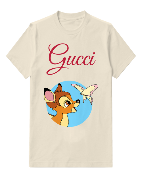 Ivory Fawn Butterfly Blue Circle Graphic T-Shirt - front product view