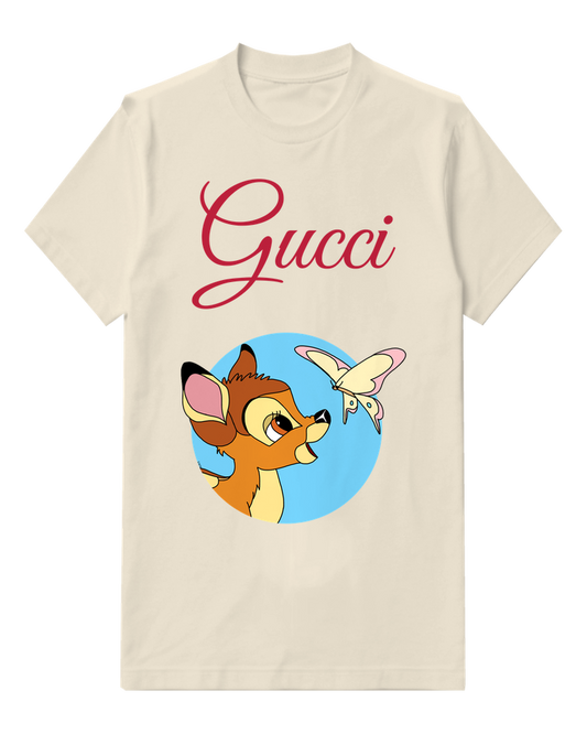 Ivory Fawn Butterfly Blue Circle Graphic T-Shirt - front product view