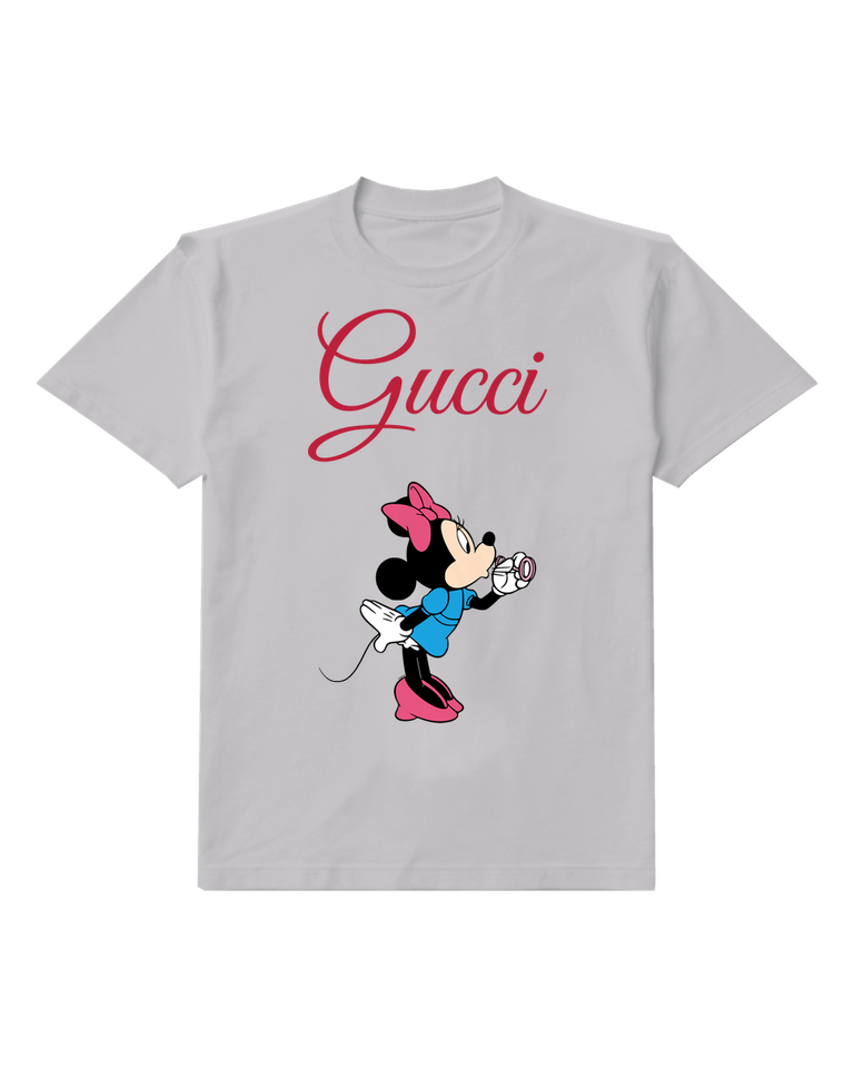 Light Gray Minnie Mouse Holding Bubble Wand Graphic T-Shirt - front product view