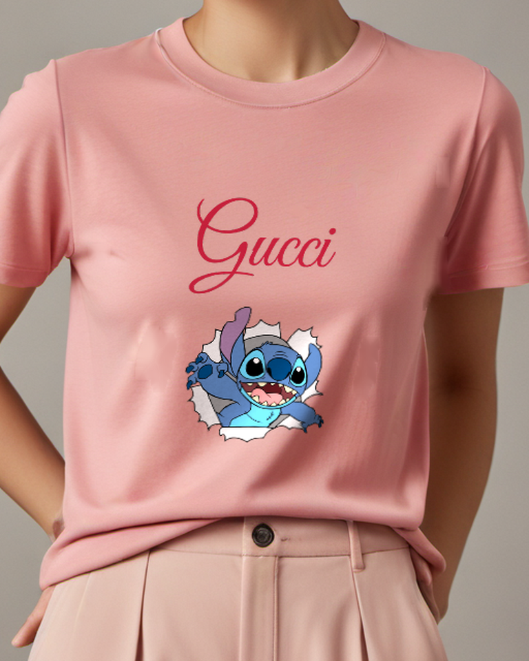 Blush Pink Creature Graphic T-Shirt - model wearing view