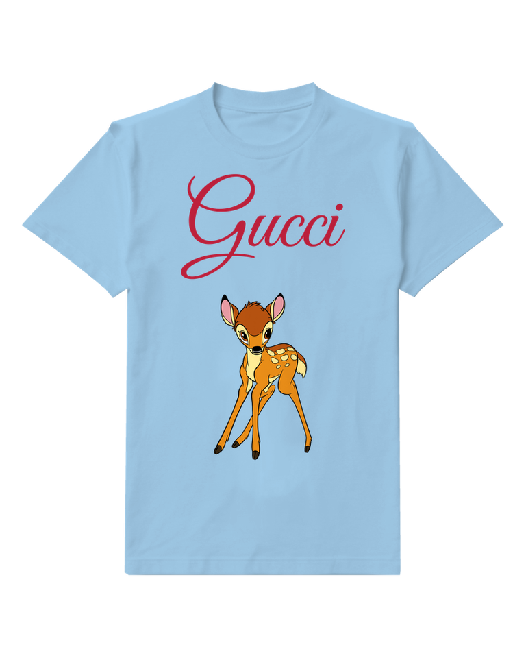 Sky Blue Front Facing Fawn Graphic T-Shirt - front product view