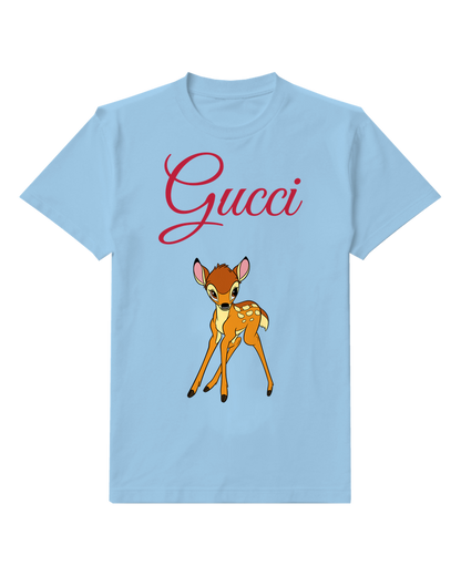 Sky Blue Front Facing Fawn Graphic T-Shirt - front product view