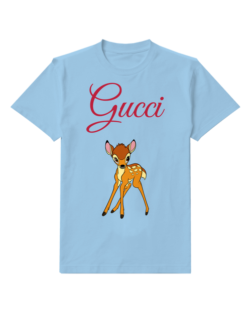 Sky Blue Front Facing Fawn Graphic T-Shirt - front product view