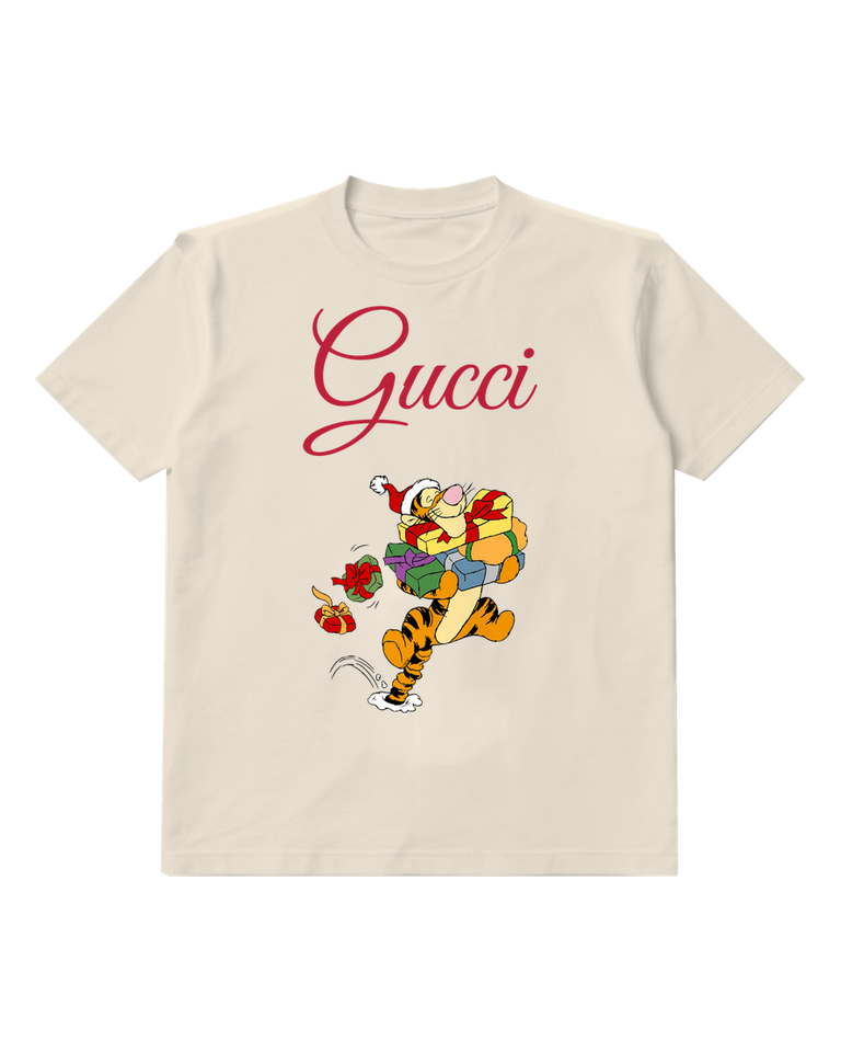 Ivory Tiger Flowers And Gift Graphic T-Shirt - front product view