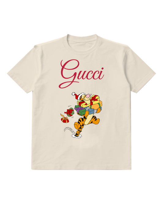 Ivory Tiger Flowers And Gift Graphic T-Shirt - front product view