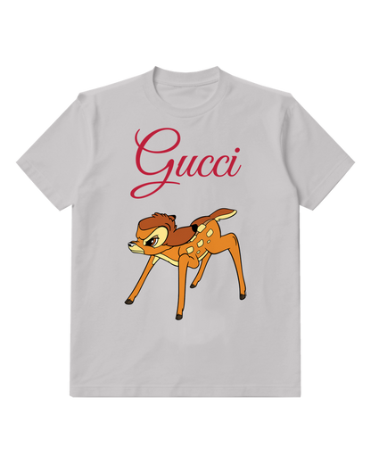 Light Gray Fawn Looking Back Graphic T-Shirt - front product view