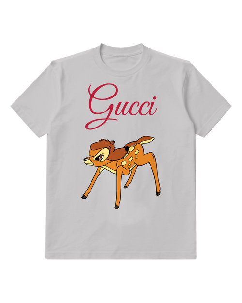 Light Gray Fawn Looking Back Graphic T-Shirt - front product view