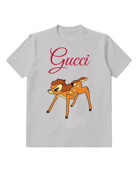 Light Gray Fawn Looking Back Graphic T-Shirt - front product view
