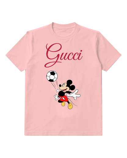 Blush Pink Mouse And Soccer Ball Graphic T-Shirt - front product view
