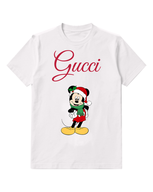White Mickey Mouse In Festive Attire Graphic T-Shirt - front product view
