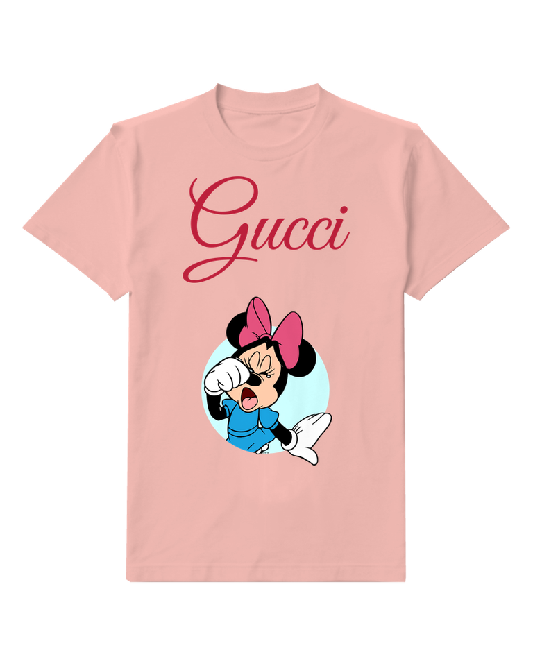 Blush Pink Minnie Mouse Crying With Hand Over Eye Graphic T-Shirt - front product view
