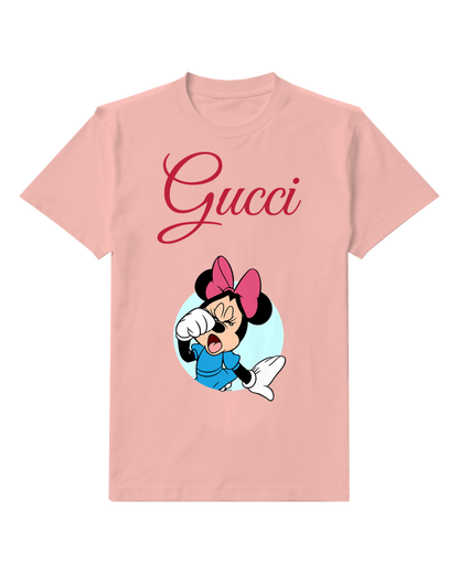 Blush Pink Minnie Mouse Crying With Hand Over Eye Graphic T-Shirt - front product view