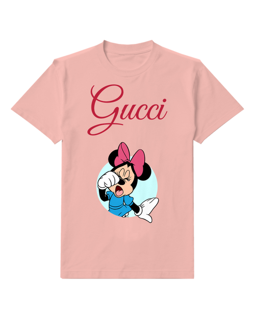 Blush Pink Minnie Mouse Crying With Hand Over Eye Graphic T-Shirt - front product view