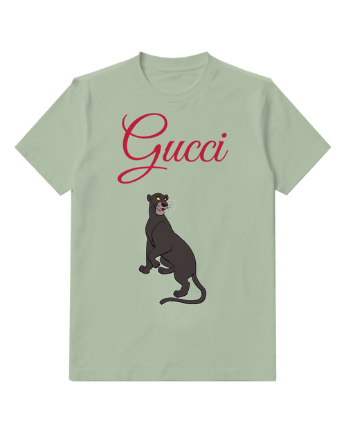 Sage Green Seated Black Panther Graphic T-Shirt - front product view