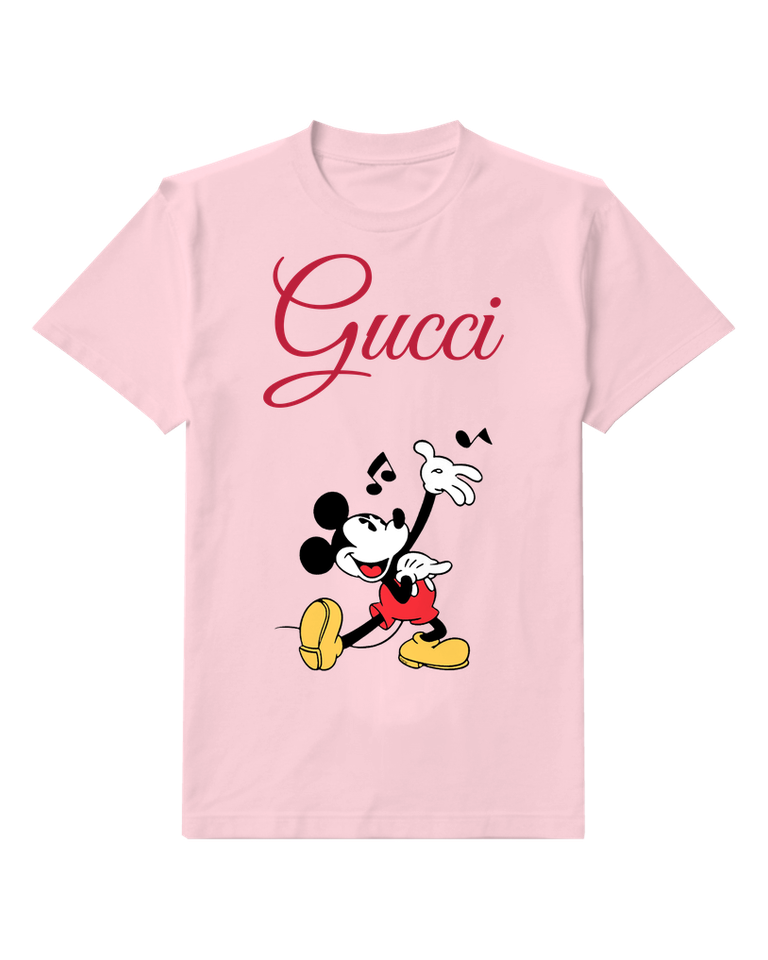 Blush Pink Mickey Mouse Dancing Joyfully Graphic T-Shirt - front product view