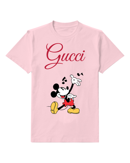 Blush Pink Mickey Mouse Dancing Joyfully Graphic T-Shirt - front product view
