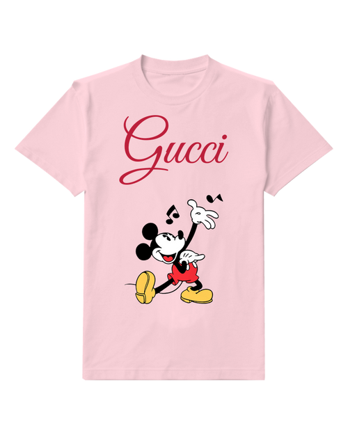 Blush Pink Mickey Mouse Dancing Joyfully Graphic T-Shirt - front product view
