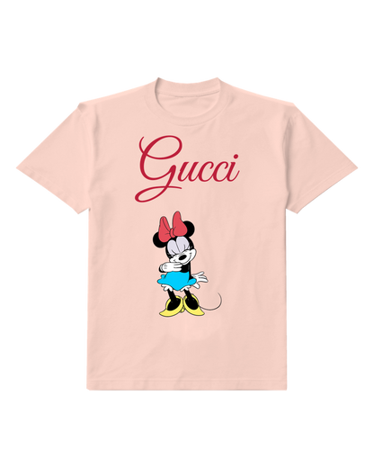 Blush Pink Mouse Turquoise Skirt Graphic T-Shirt - front product view