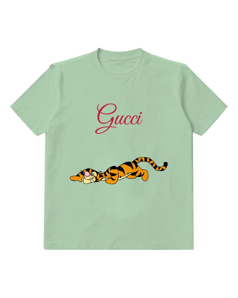 Sage Green Tigger Reclining With Closed Eyes Graphic T-Shirt - front product view
