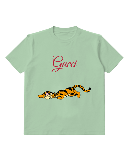 Sage Green Tigger Reclining With Closed Eyes Graphic T-Shirt - front product view