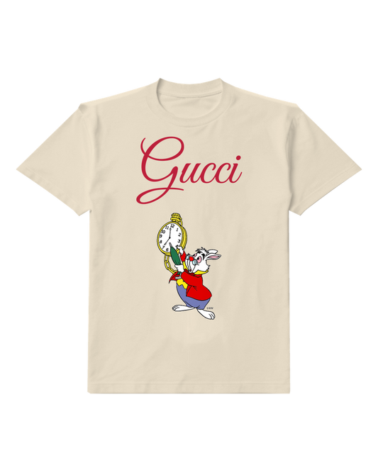 Ivory White Rabbit Holding Pocket Watch Graphic T-Shirt - front product view
