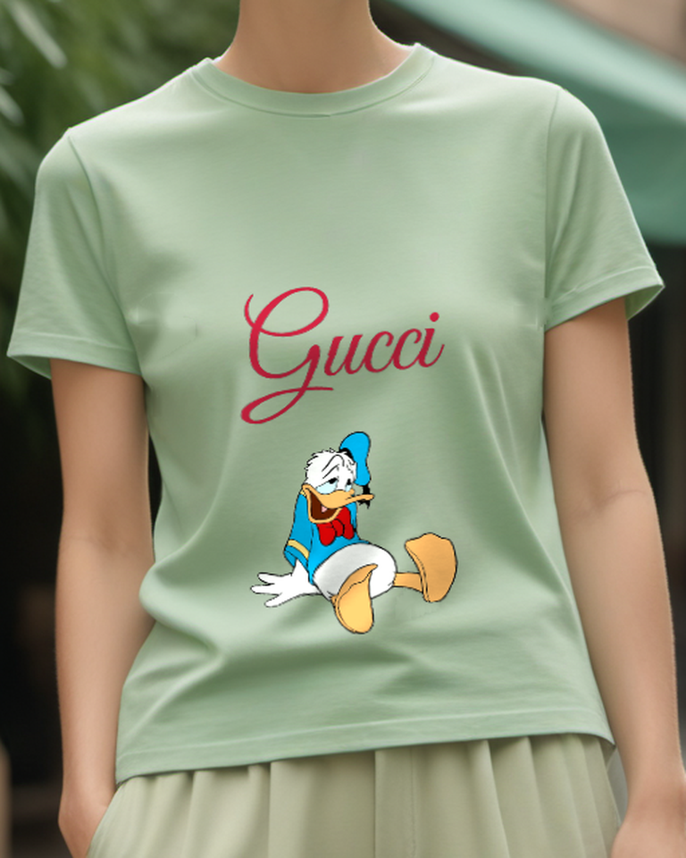 Sage Green Tired Duck In Seated Pose Graphic T-Shirt - model wearing view