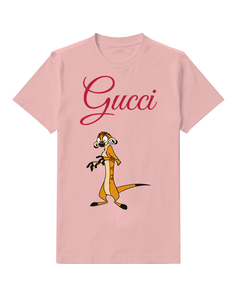 Blush Pink Timon Standing Upright Alarmed Expression Graphic T-Shirt - front product view