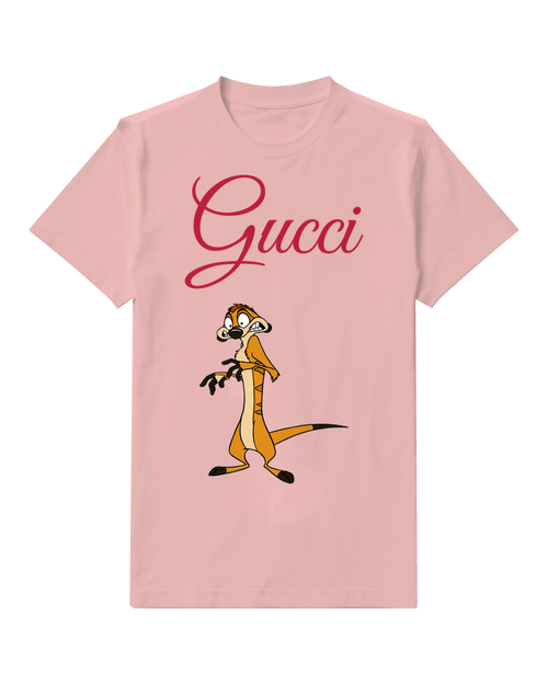 Blush Pink Timon Standing Upright Alarmed Expression Graphic T-Shirt - front product view