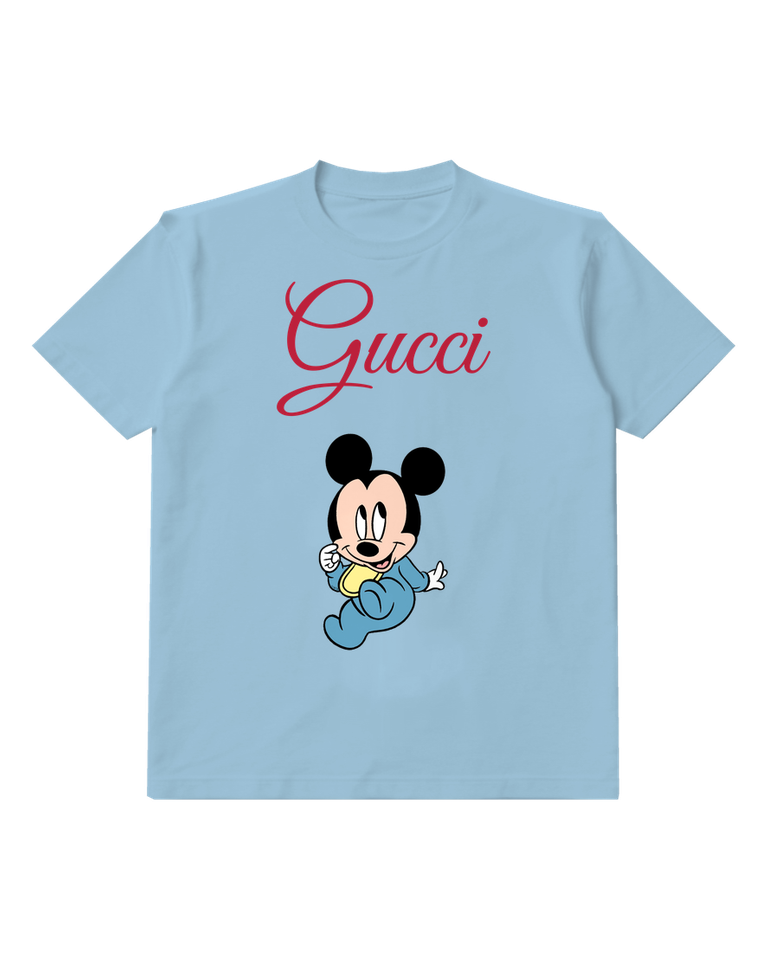 Sky Blue Baby Mickey Mouse Running Graphic T-Shirt - front product view