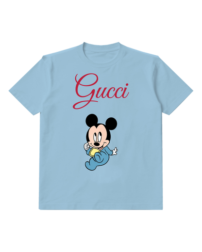 Sky Blue Baby Mickey Mouse Running Graphic T-Shirt - front product view