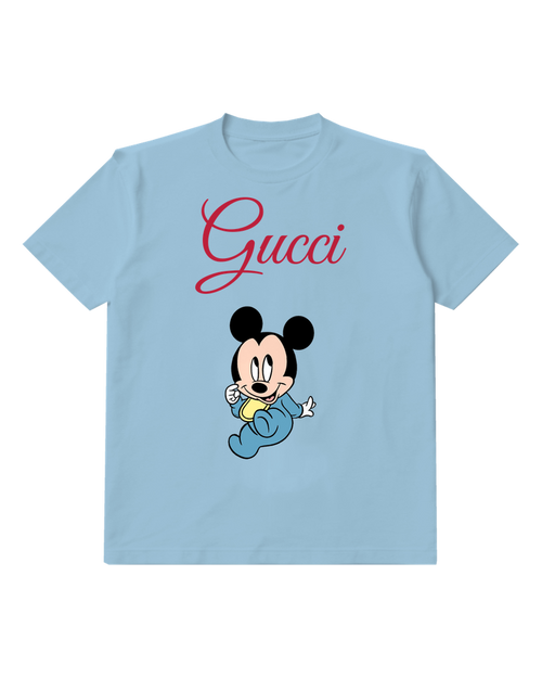 Sky Blue Baby Mickey Mouse Running Graphic T-Shirt - front product view