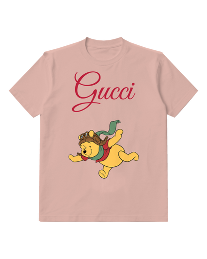 Blush Pink Winnie The Pooh Flying In Aviator Gear Graphic T-Shirt - front product view
