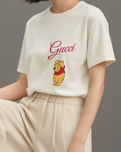 Ivory Winnie The Pooh Sitting Upright Graphic T-Shirt - model wearing view