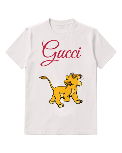 White Standing Lion Cub Graphic T-Shirt - front product view